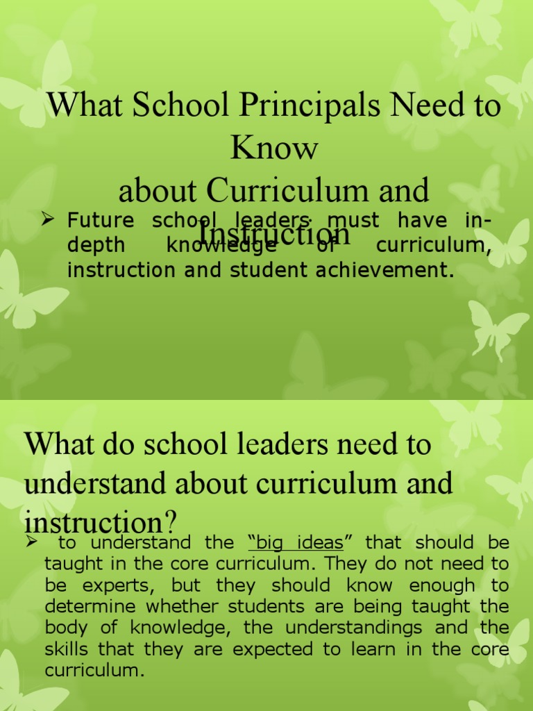 What Principals Need To Know About Curriculum and Instruction PDF