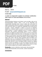 A Study On Comparative Analysis On Customer Satisfaction With Respect To Airtel and Reliance Jio Services