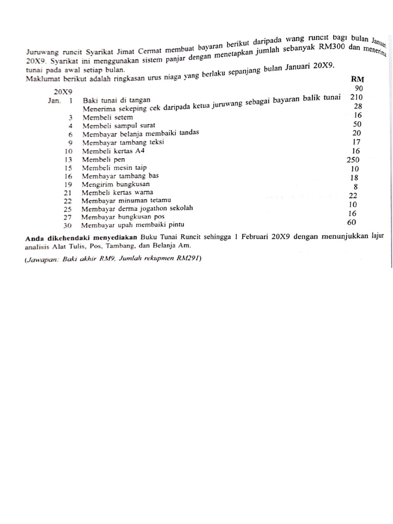 Latihan Buku Tunai Runcit 1 | PDF