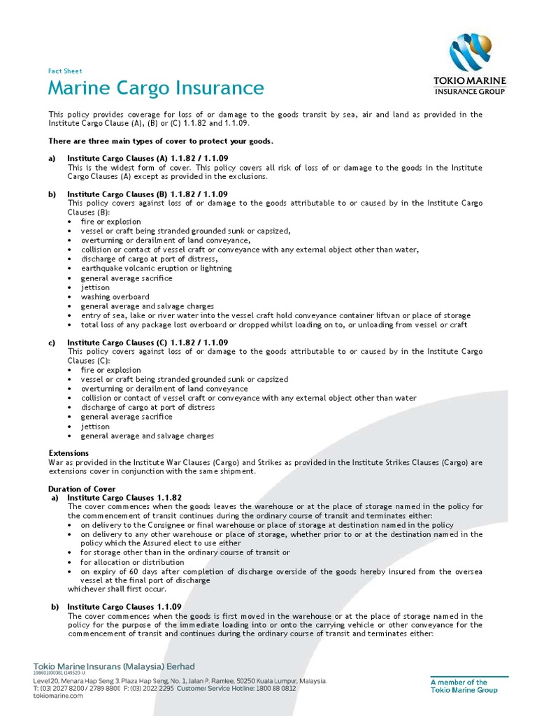 Overview of Marine Cargo Insurance Coverage Types, Duration