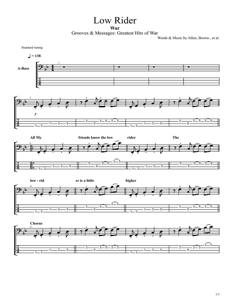 Low Rider Song Lyrics and Chords | PDF