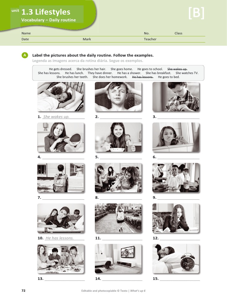 1.3 Lifestyles: Vocabulary - Daily Routine | PDF | Language Arts ...