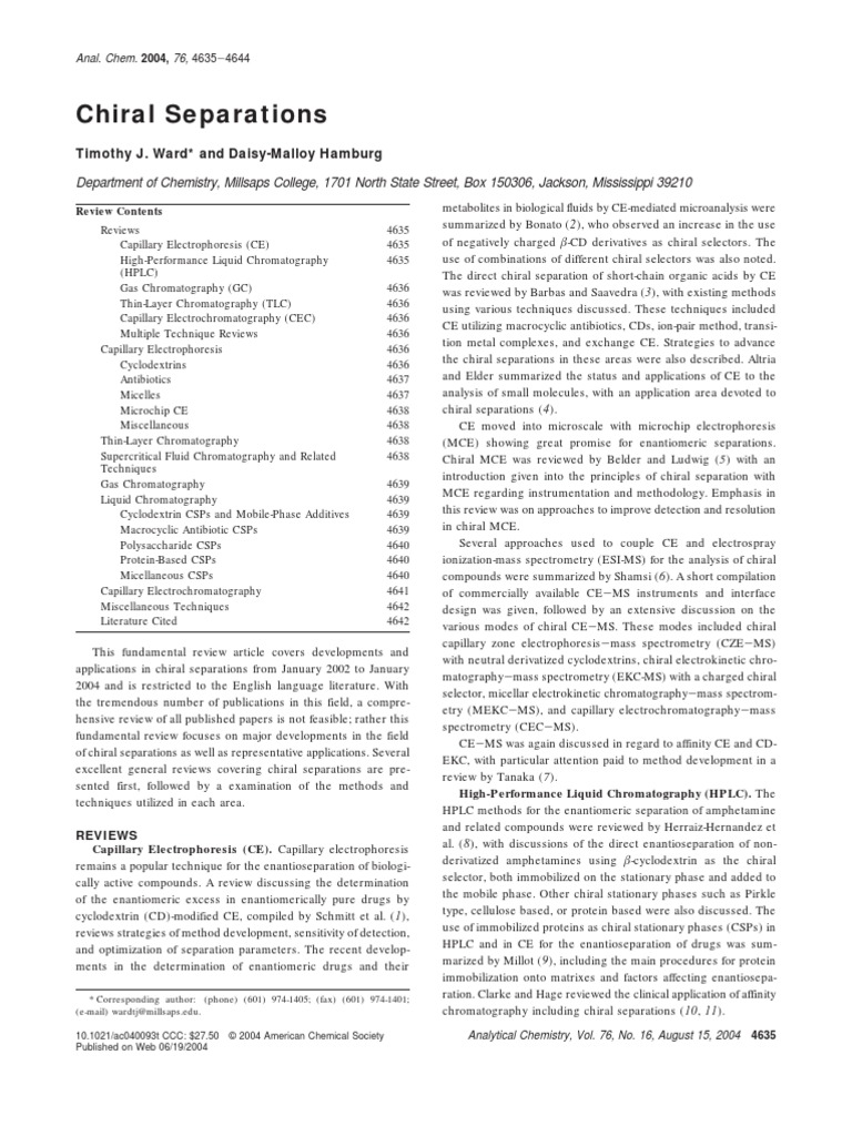 Chiral Separations | PDF | Chromatography | High Performance Liquid ...
