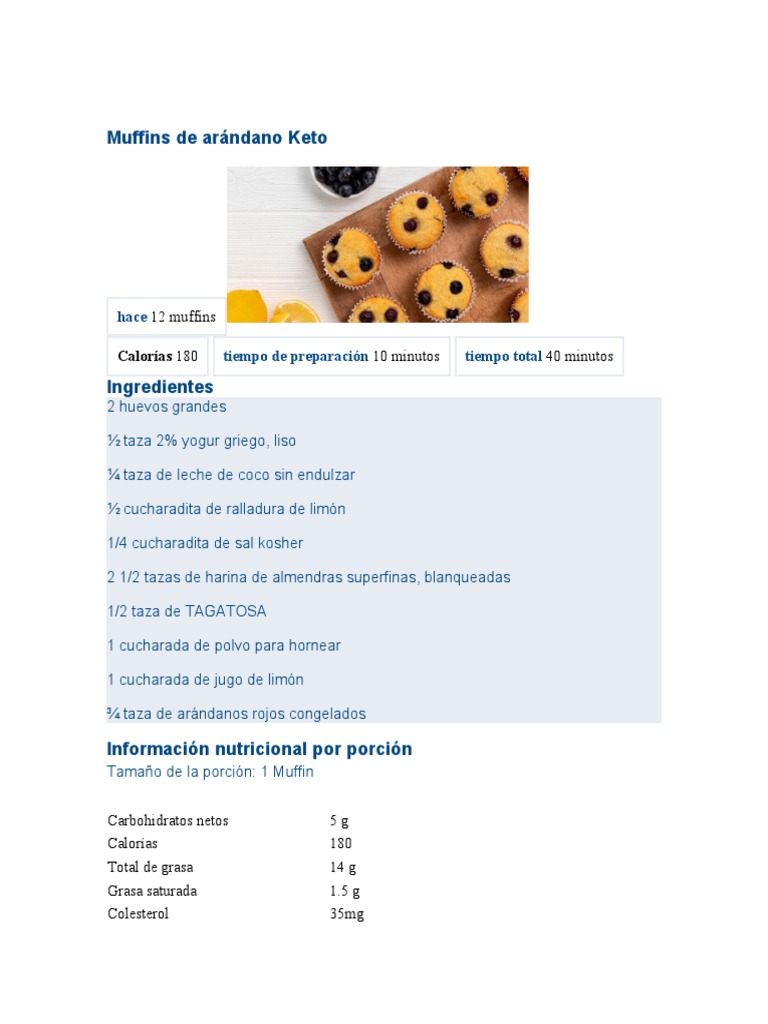 Muffins de Arándano Keto PDF