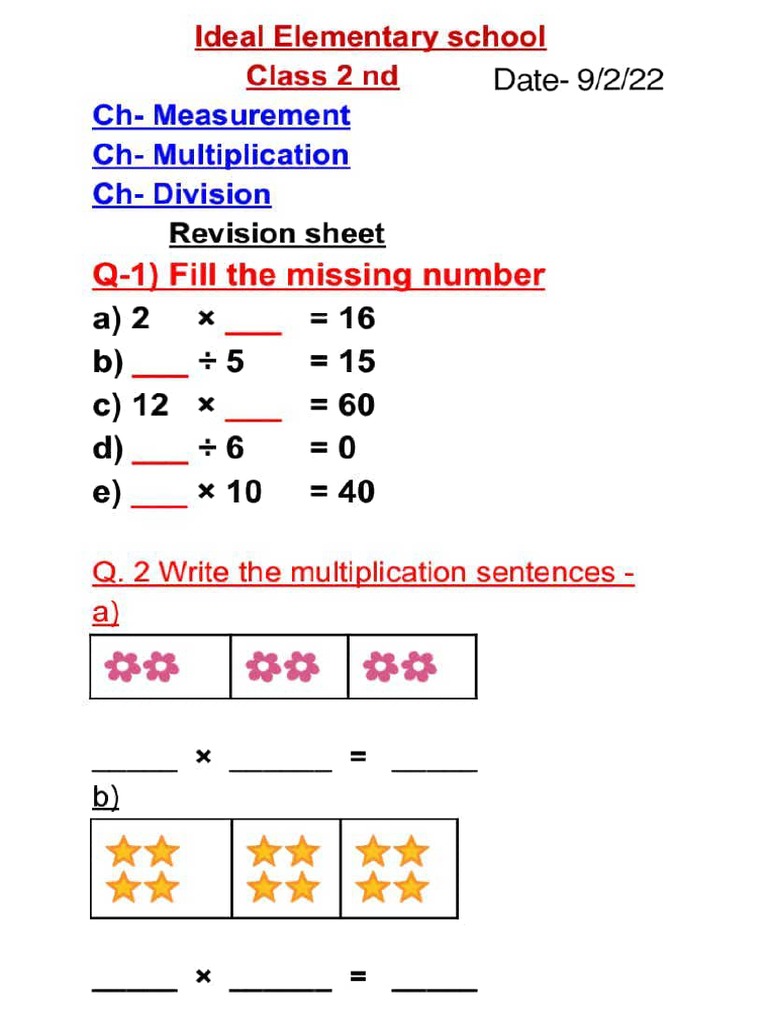 Class 2 Revision Sheet Pdf