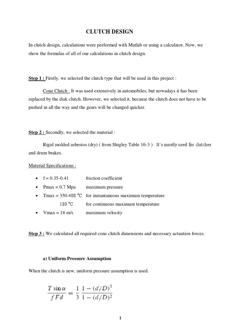 Clutch Design PDF Clutch Torque
