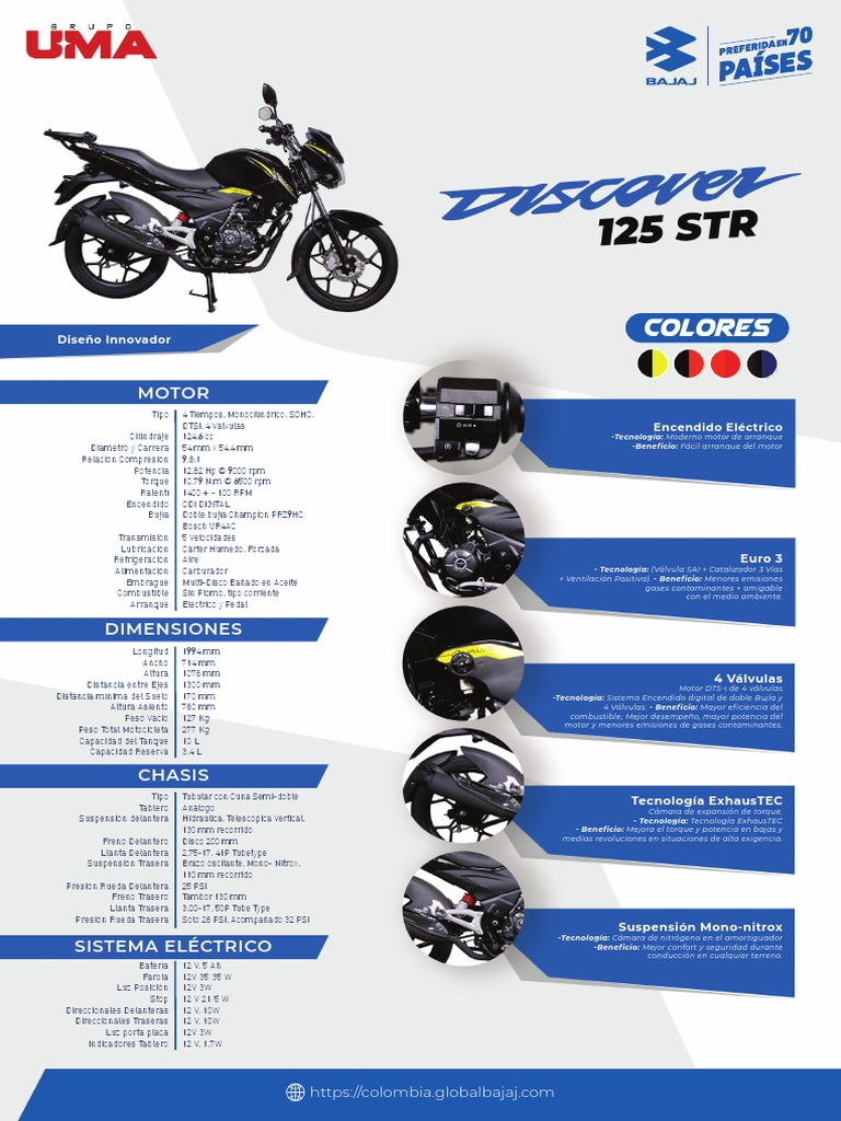 Ficha Técnica Bajaj Discover 125 ST | PDF | Motocicleta | Bienes ...