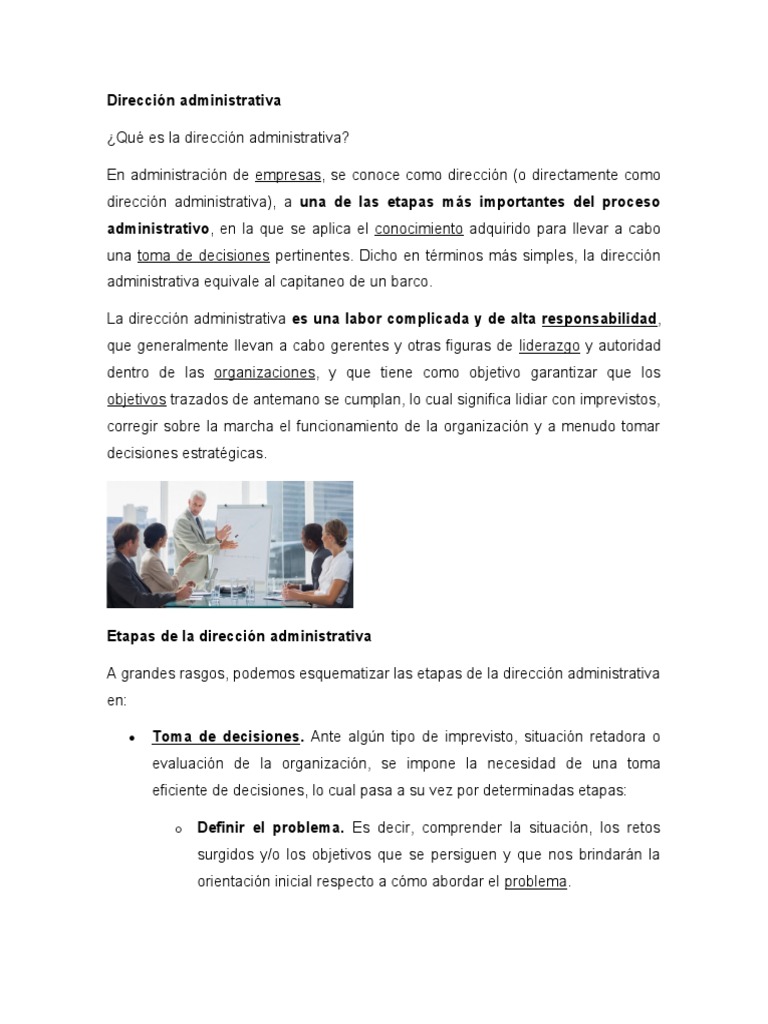 Etapas de la Dirección Administrativa | PDF | Toma de decisiones ...