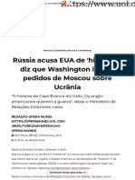 Opera Mundi Rússia acusa EUA de 'histeria' e diz que Washington ignora pedidos de Moscou sobre Ucrânia