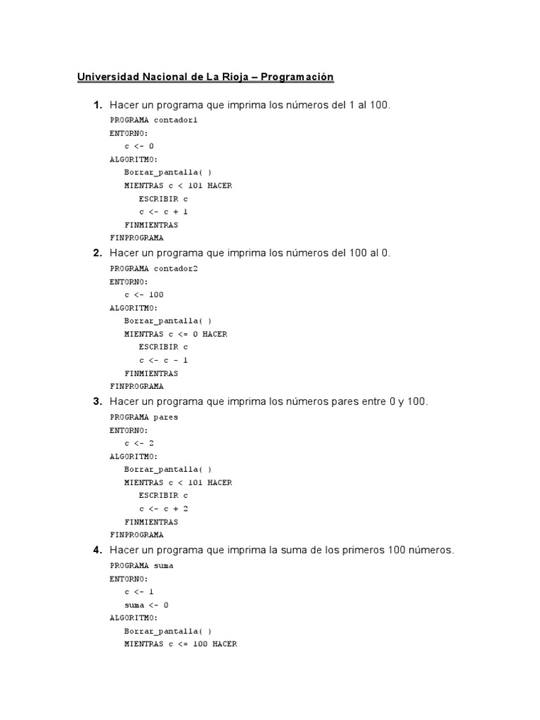 Ejercicios Programacion | PDF