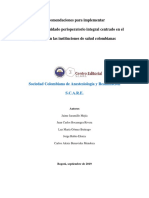 Recomendaciones Para Implementar El Modelo de Cuidado Perioperatorio Integral Centrado en El Paciente en Las Instituciones de Salud Colombianas