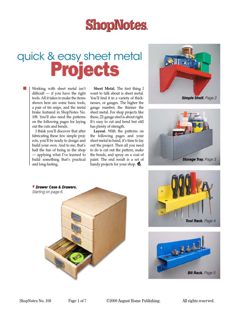 Quick and Easy Sheet Metal Projects | PDF | Sheet Metal | Metalworking