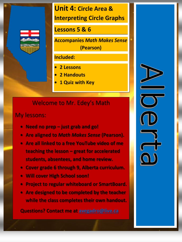 16 Alberta Math Grade 7 Unit 4 Lessons 5&6 Circle Area and Circle
