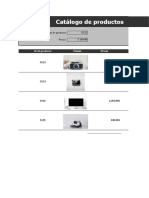 Catalogo de Productos de Una Tienda Online en Excel