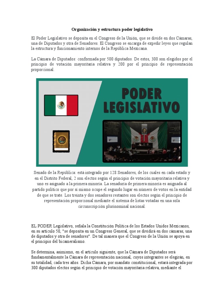 Estructura del Poder Legislativo en México | PDF | Legislador | Formas ...