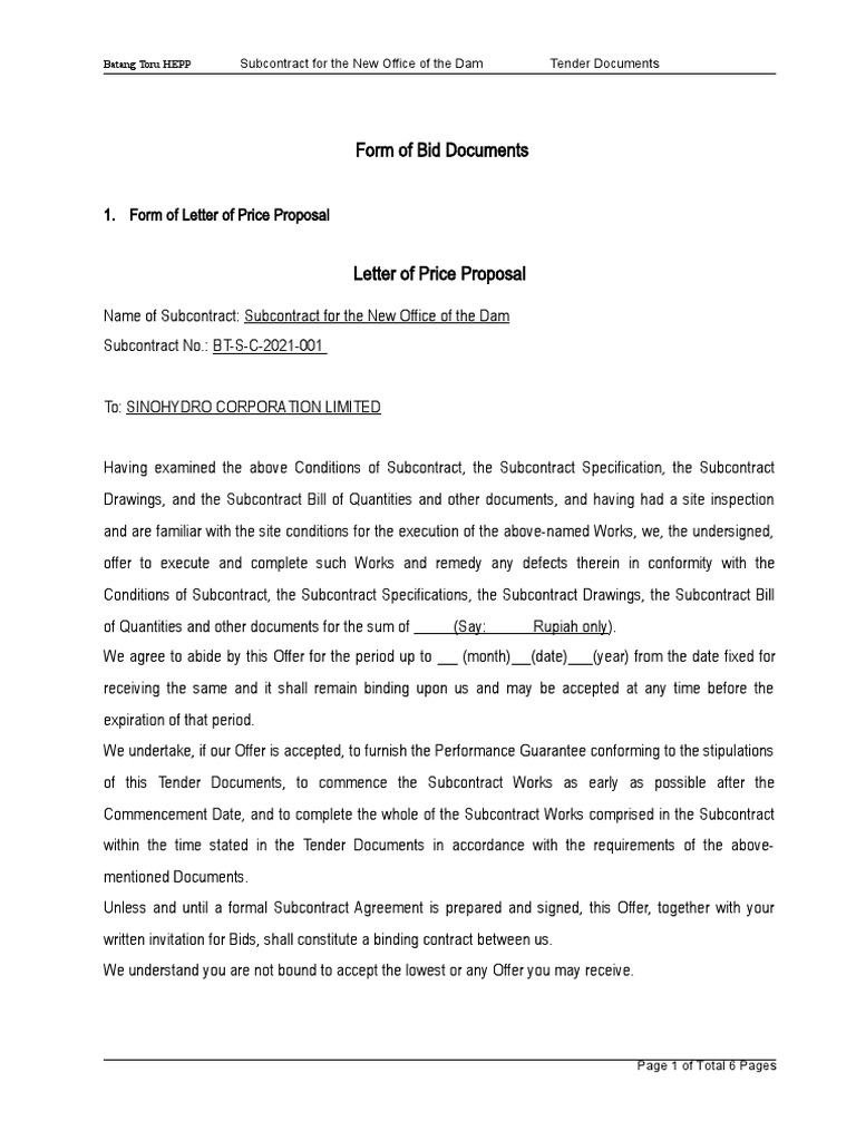 3 form Of Bid Documents PDF Economic Sectors