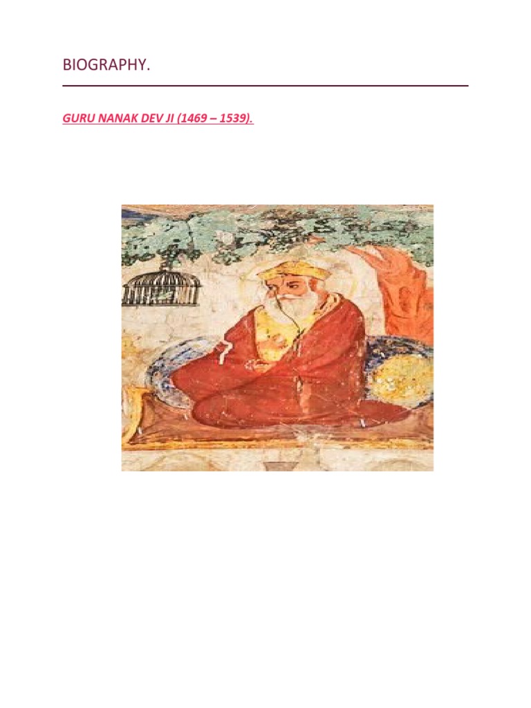 Biography.: GURU NANAK DEV JI (1469 - 1539) | PDF | Guru Nanak | Indian ...