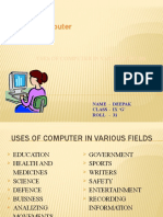 Uses of Computer in Various Fields
