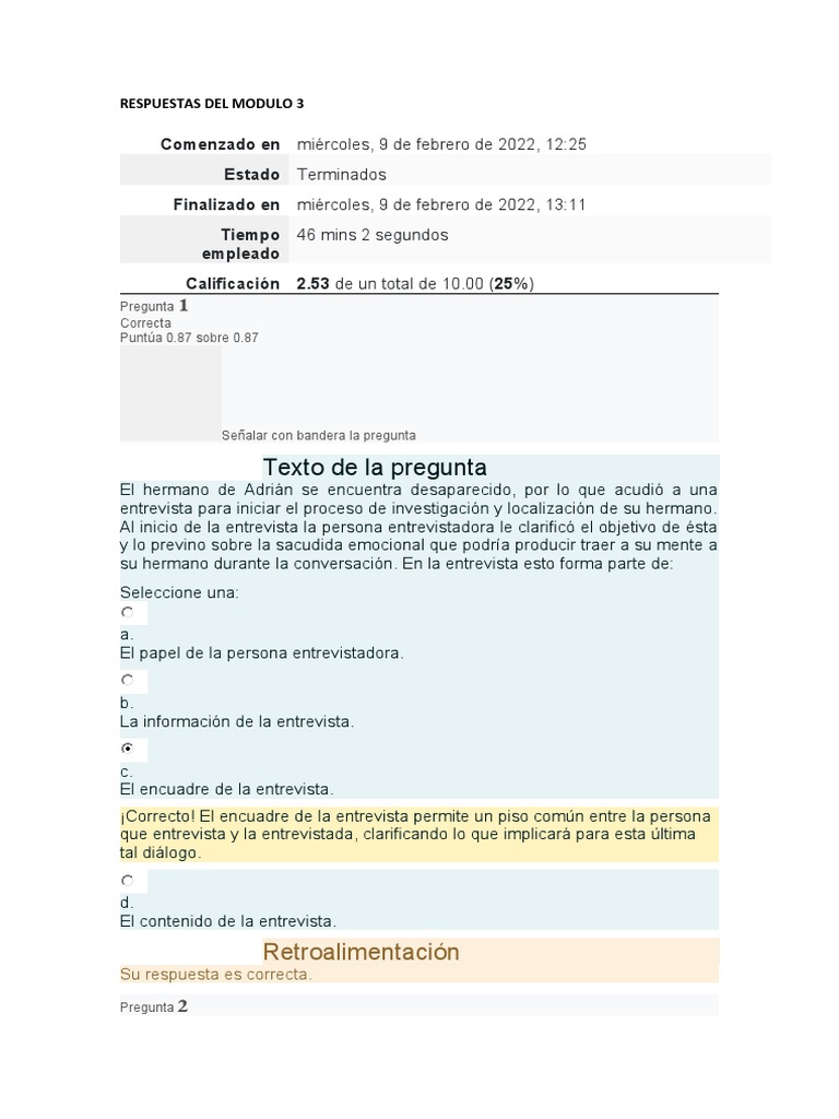 Respuestas Del Modulo 3 | PDF | Planificación | Realimentación