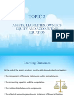 Topic 2: Assets, Liabilities, Owner'S Equity and Accounting Equation