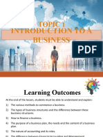 Introduction To A Business: Topic