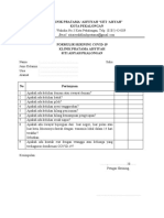 Formulir Skrining COVID (Cetak Kertas A5) Paling Baru