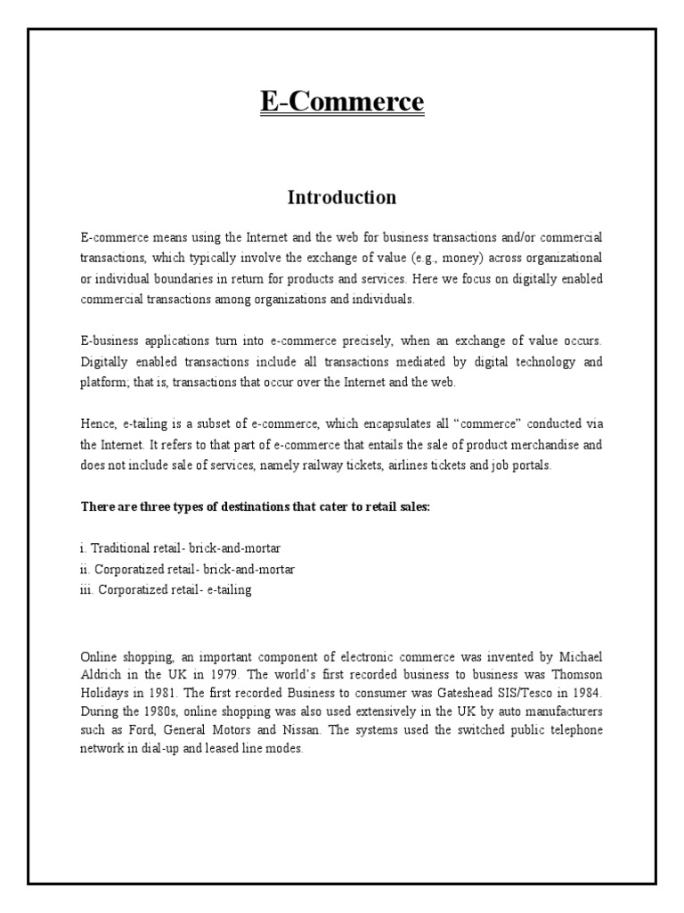 Types of E-Commerce Explained | PDF | E Commerce | Sales
