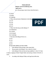 Trains and Travel Listen To The Dialogues and Do The Following Tasks. I. Choose The Right Answer