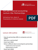 Acf100 Financial Accounting Lecture 10A: Partnerships: Michaelmas Term, Week 10 Presented By: DR Catherine Salzedo