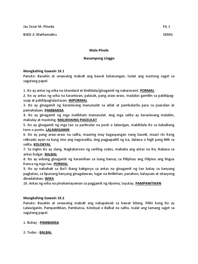 Fil 1 Semis | PDF