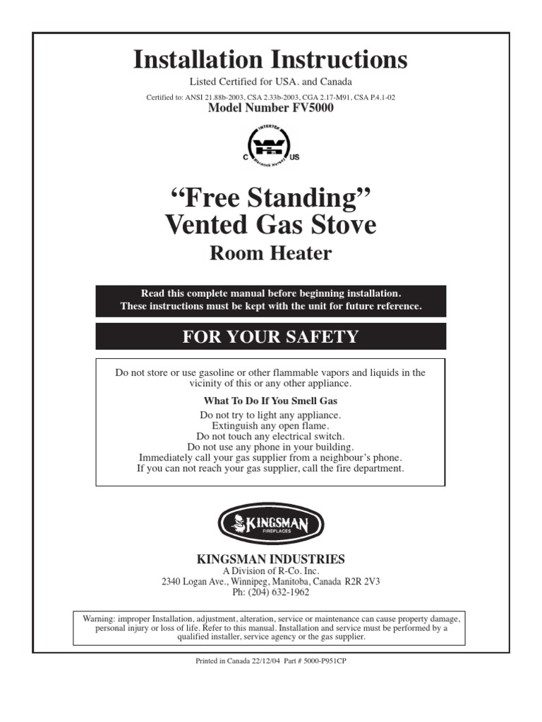 Fv5000_39 Propane Stove Manual Thermocouple Natural Gas