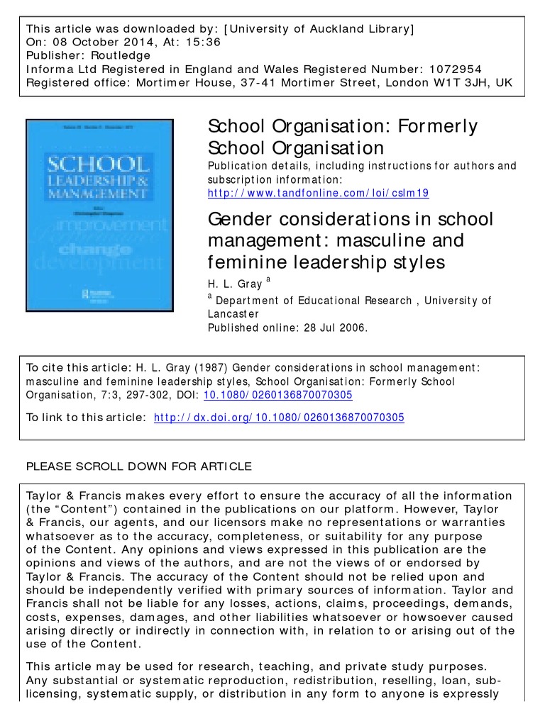 Gender and Leadership in Schools | PDF | Gender Studies | Gender