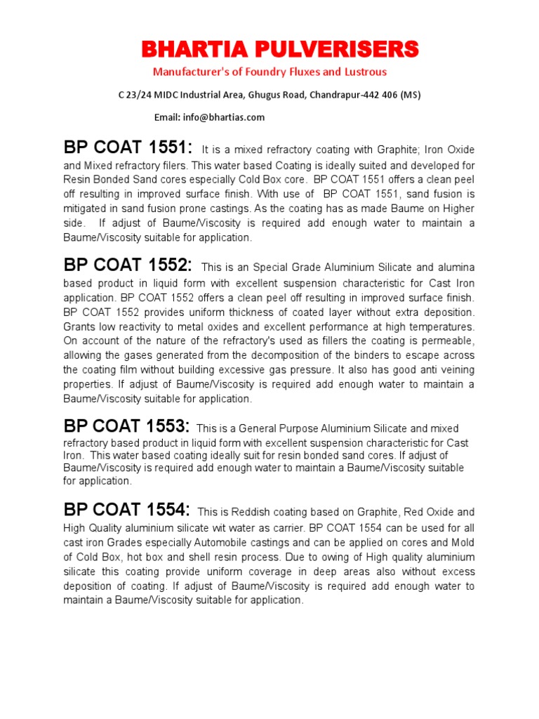 Bhartia Pulverisers: BP COAT 1551 | PDF | Casting (Metalworking) | Iron