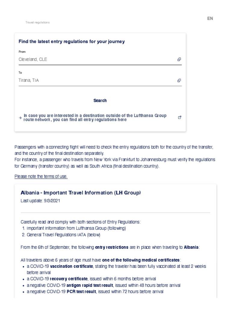 Lufthansa Travel Regulations PDF Airport Ongoing Events