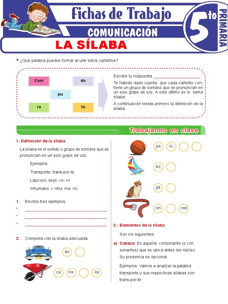 Sílaba: Conceptos y Ejercicios para Niños | PDF | Sílaba | Fonología