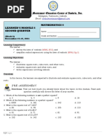 Module in Mathematics 9 Week 6 Second Quarter