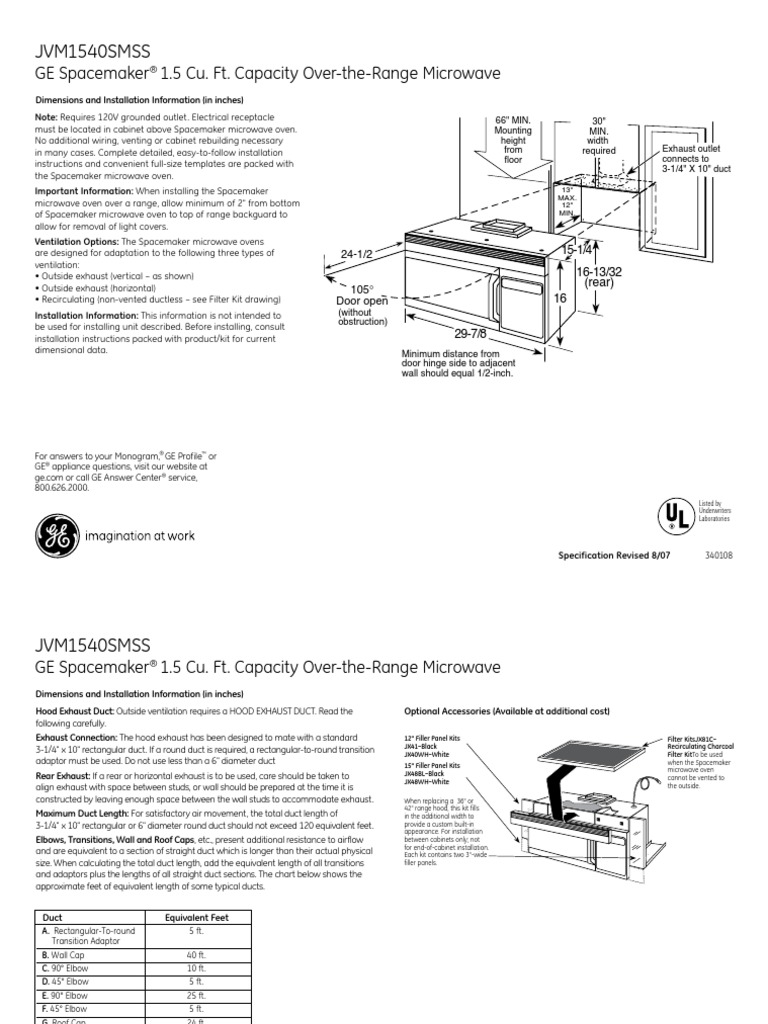 JVM1540SMSS GE Spacemaker 1.5 Cu. Ft. Capacity OvertheRange