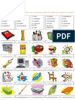 Look at The List Below and Write The Classroom Objects Under The Correct Pictures