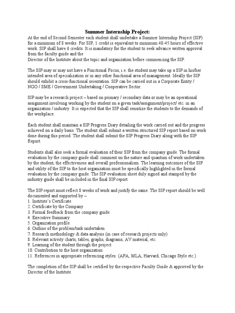 Summer Internship Project Guidelines | PDF | Evaluation | Cognition