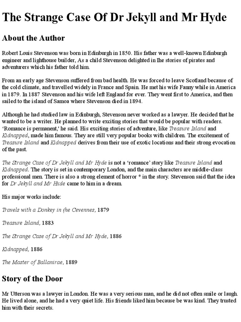 A Strange Friendship Revealed Mr Utterson Investigates the Curious