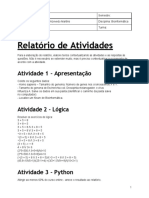 Bioinformática - Relatório de Atividades