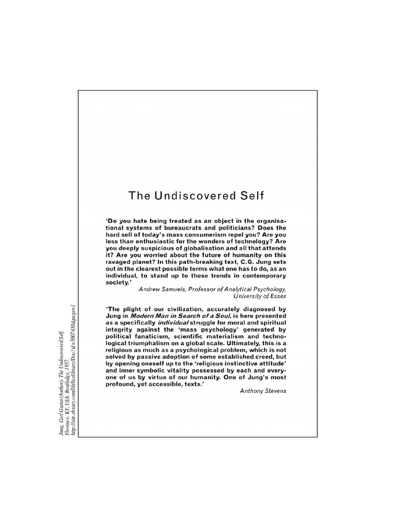 The+Undiscovered+Self+ +Carl+Gustav+Jung | PDF | Carl Jung | Analytical ...