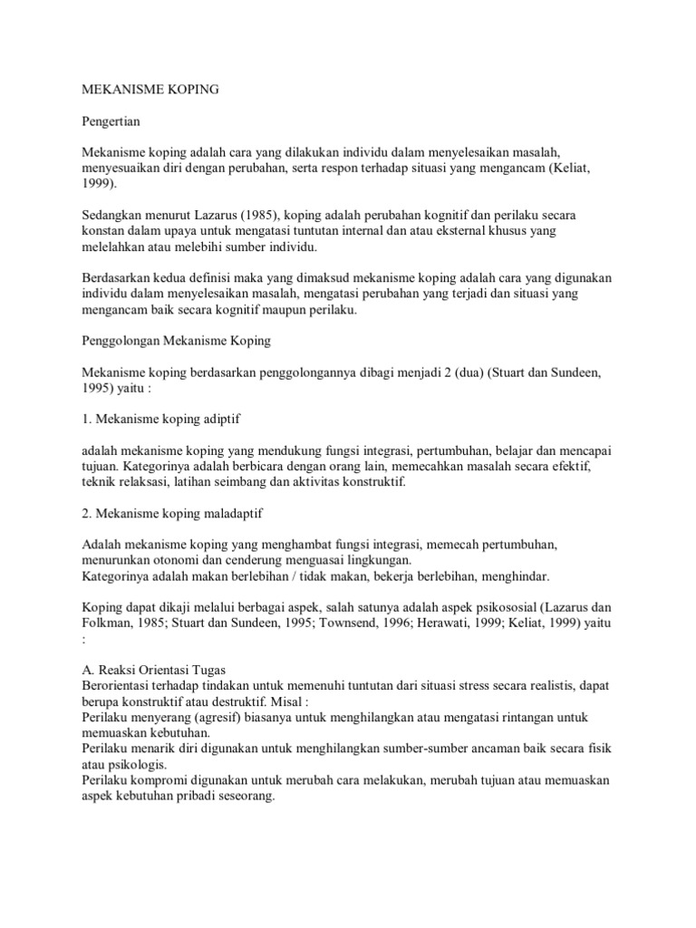 Mekanisme Koping | PDF