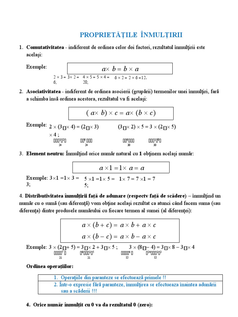 Proprietatile Inmultirii | PDF