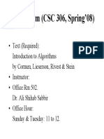 Algoritm (CSC 306, Spring'08)