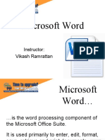 Microsoft Word: Instructor: Vikash Ramrattan