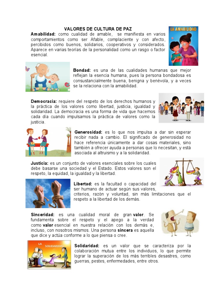 Valores de la Cultura de Paz | PDF | Justicia | Crimen y violencia