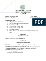 Dps - Mis, Doha - Qatar WEEKLY TEST-III (2018-19) Class: Xii