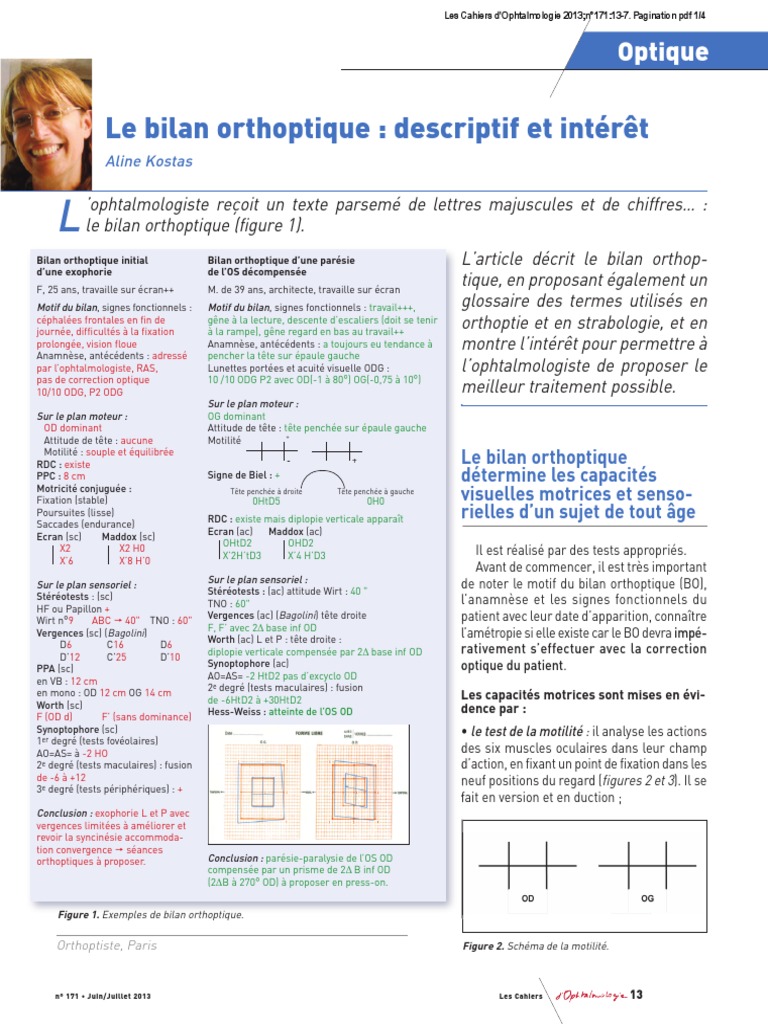 Bilan orthoptique : méthodes et enjeux | PDF | Ophtalmologie | Système ...