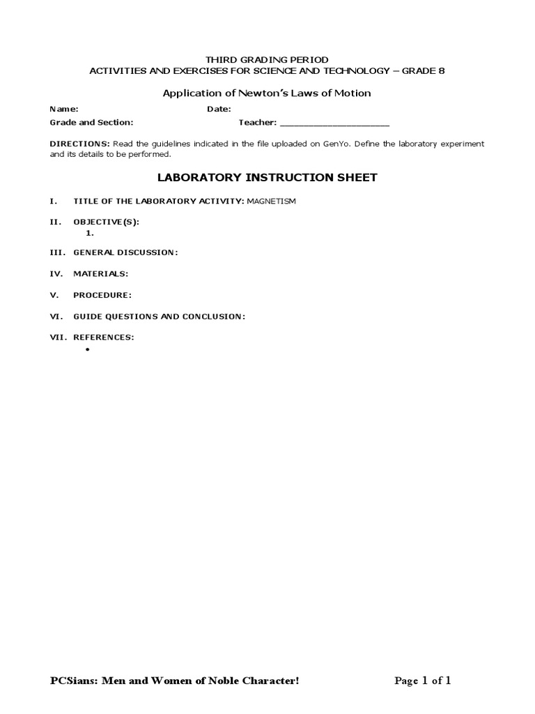 Grade 8 Science Lab: Magnetism Activities | PDF | Science & Mathematics ...
